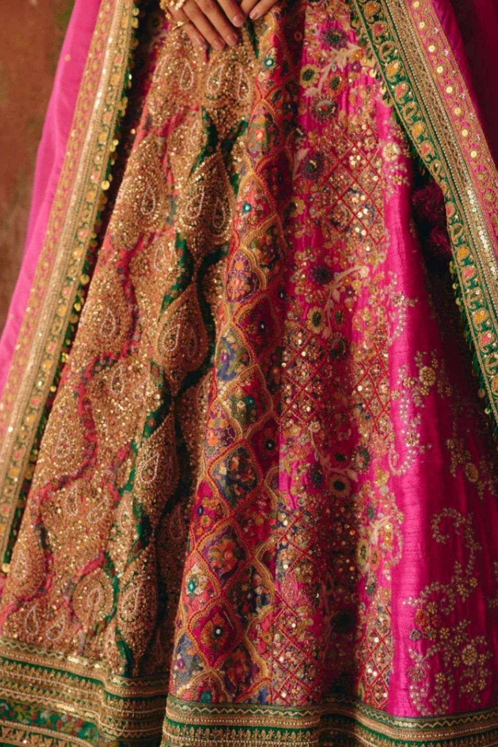 Gulrez Chevron Multi Coloured Lehenga With Dupatta