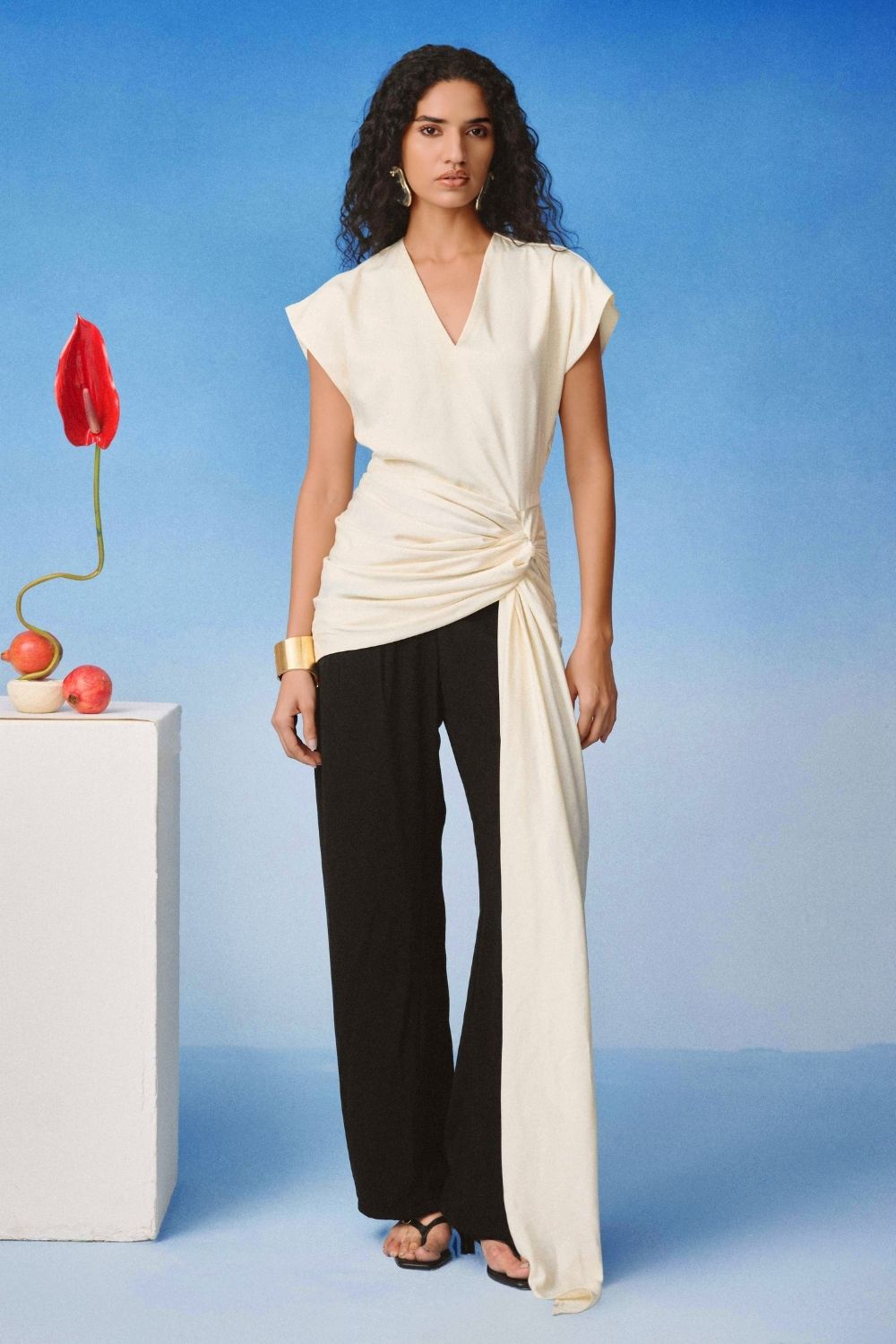 Echo Ivory Drape Top