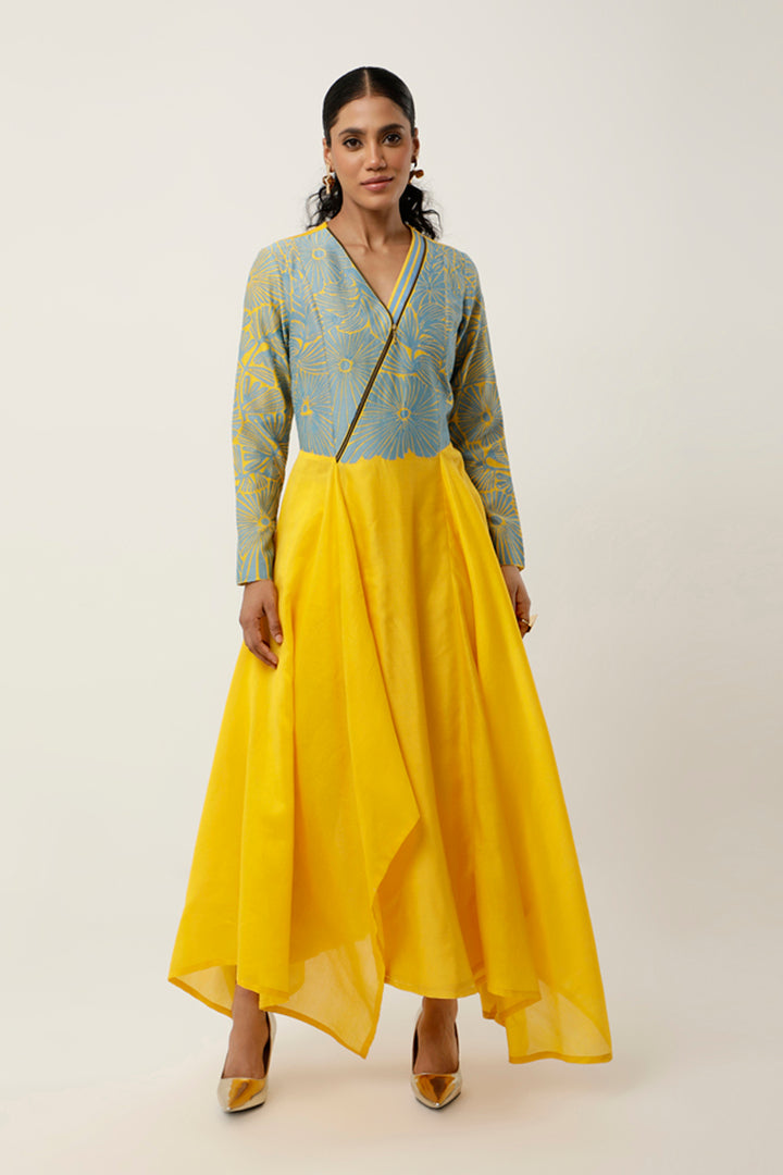 Yellow & Light Blue Kurta Set