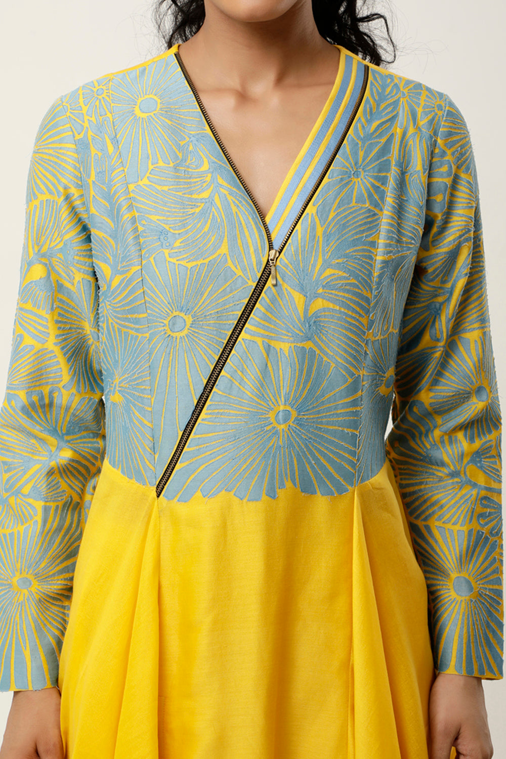 Yellow & Light Blue Kurta Set