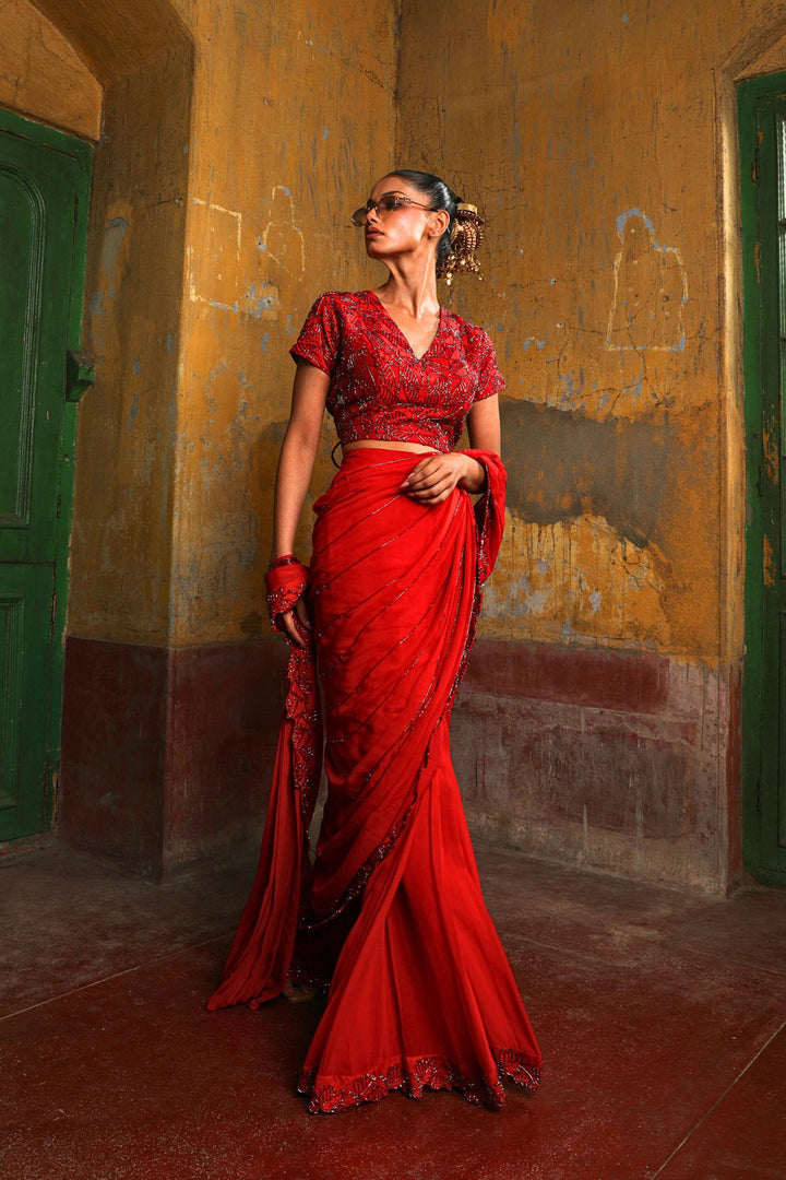 Scarlet Veil Saree