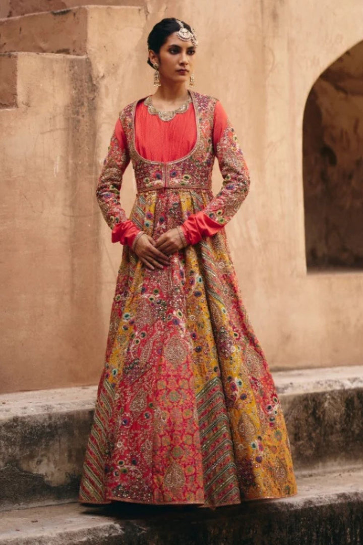 Gulrez 20 Chevron Kalidar With Organza Dupatta