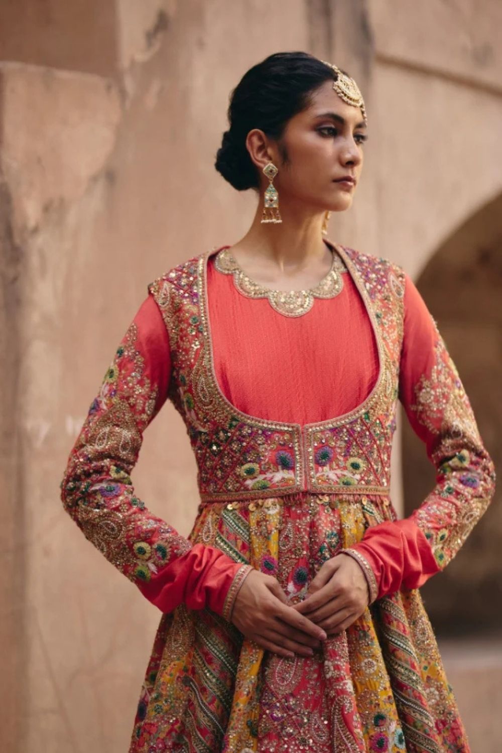 Gulrez 20 Chevron Kalidar With Organza Dupatta