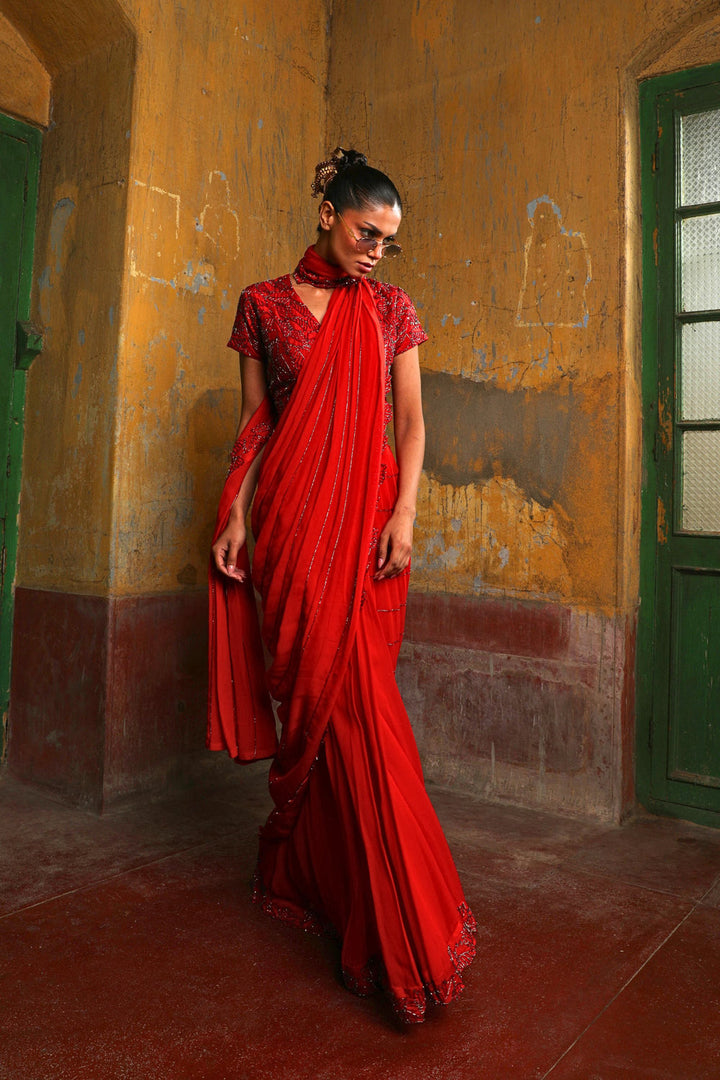 Scarlet Veil Saree