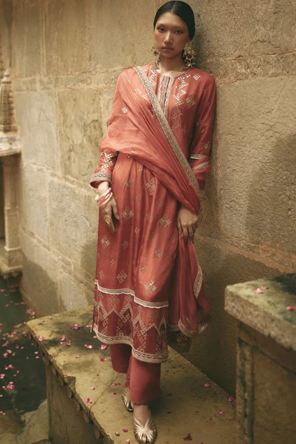 Copper Gota Red Kurta Set