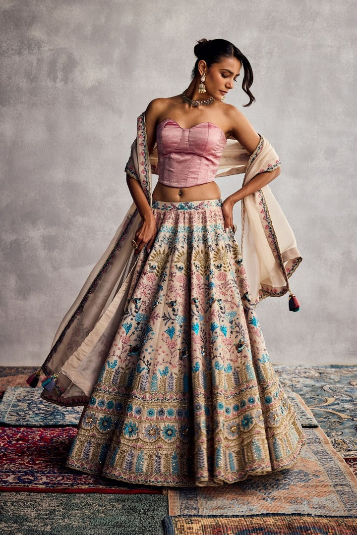 Ivory & Sparkling Pink Lehenga Set