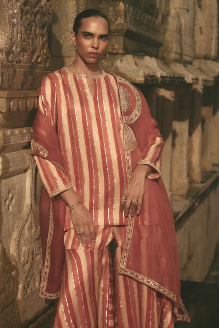 Stripe Kurta Sharara Set
