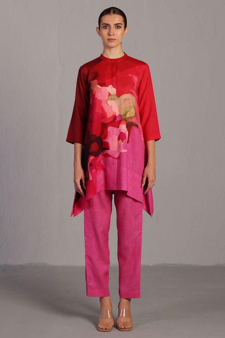 Diffuse fuchsia pink kurta set
