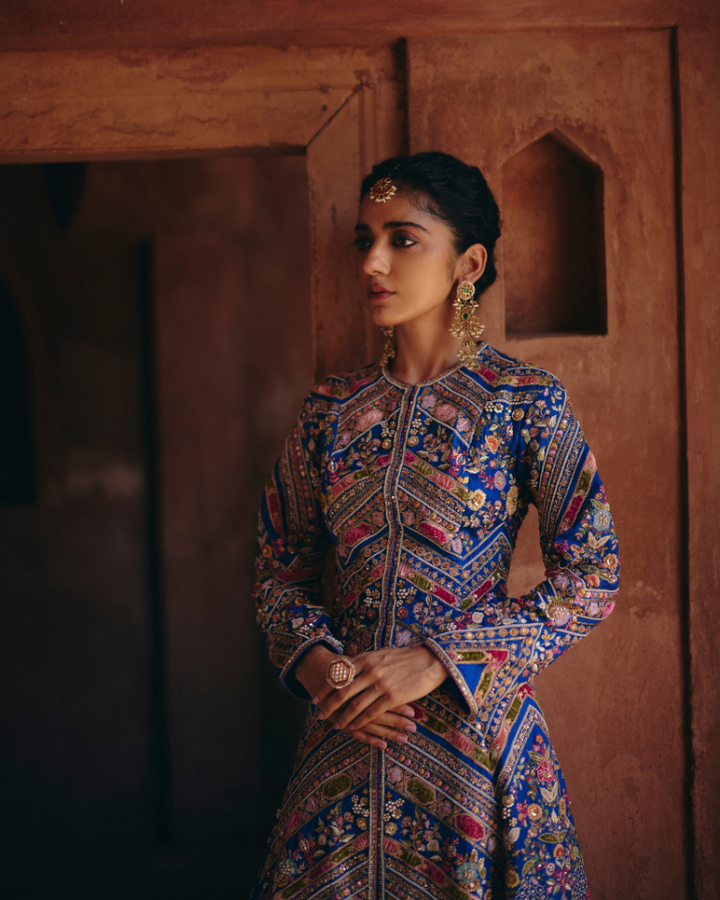 Velvet Patchwork Aari Jacket Set