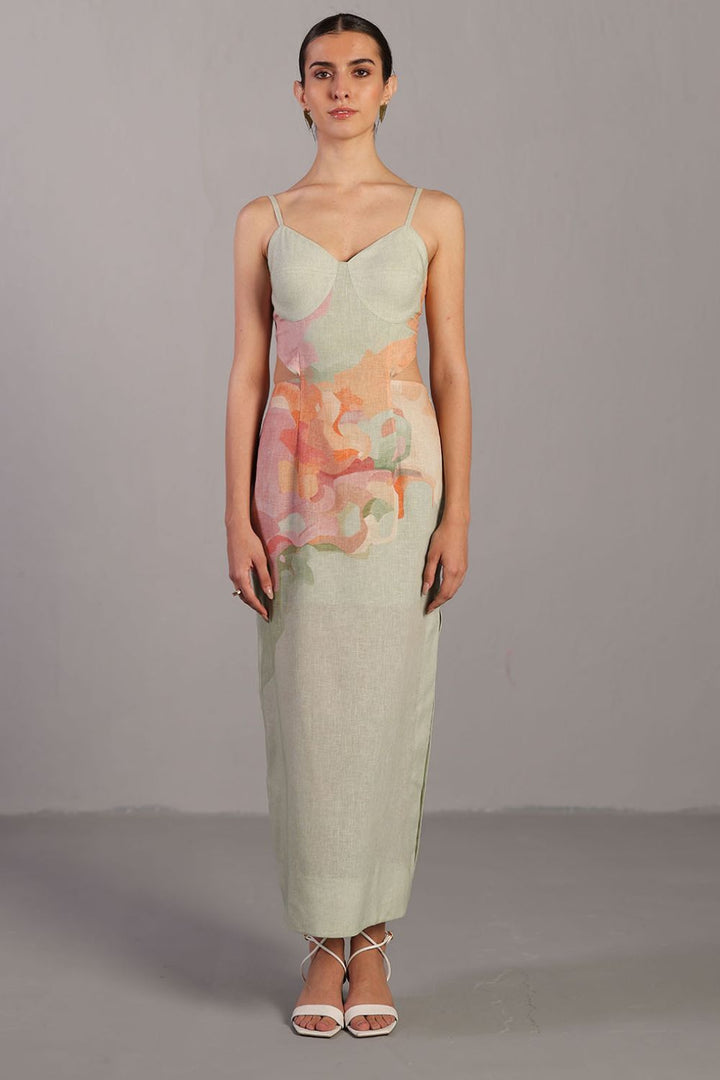 Diffuse soft pink & green dress