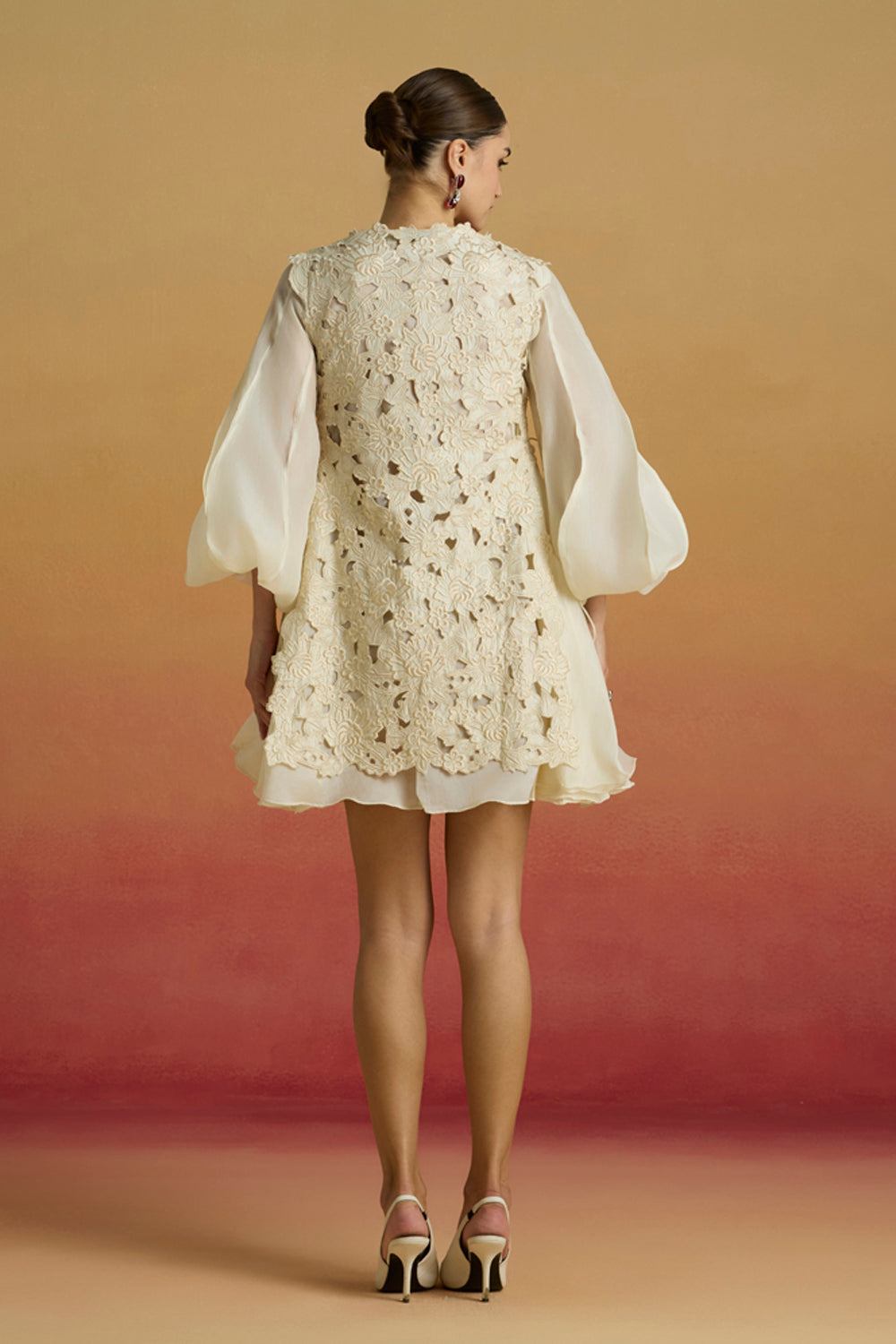 Ivory Cutwork Layered Dress