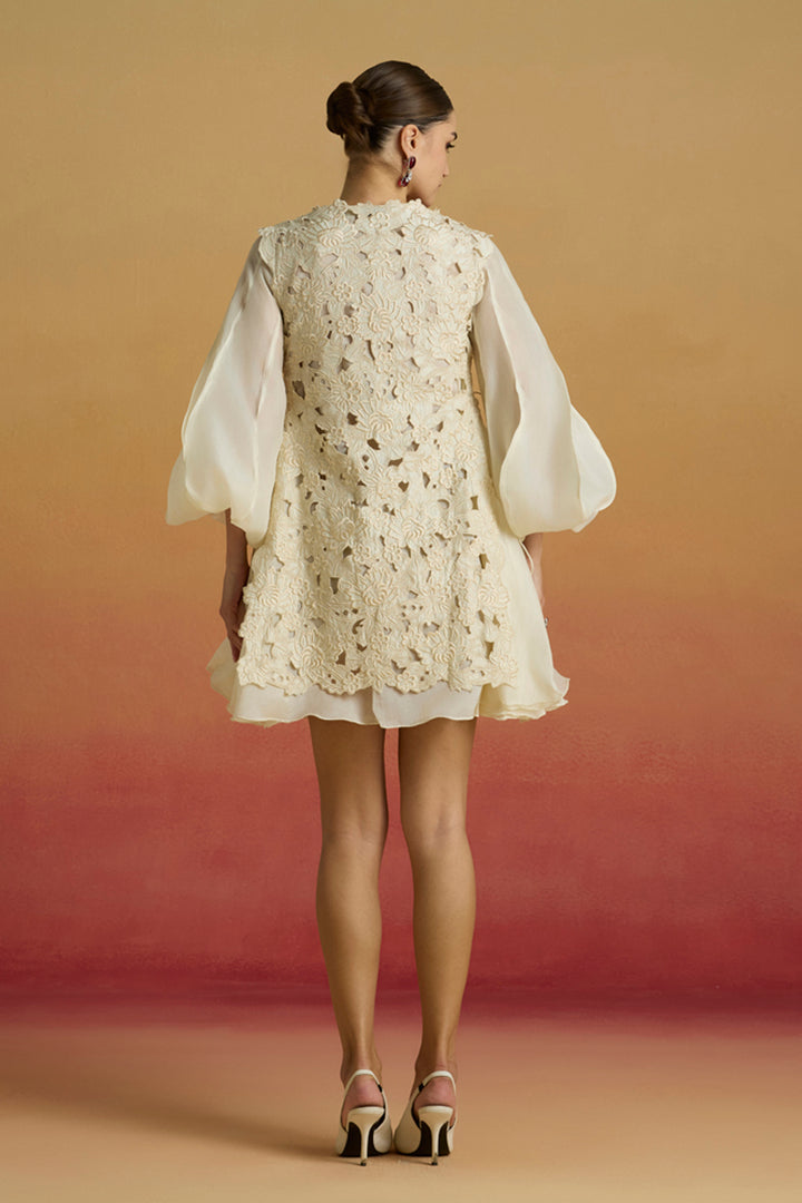 Ivory Cutwork Layered Dress