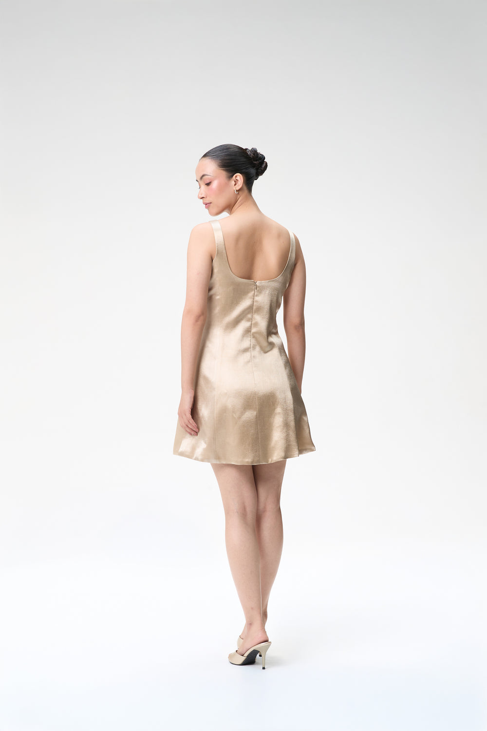 Champagne Bubble Sleeve Crop Jacket & Champagne Mini Dress