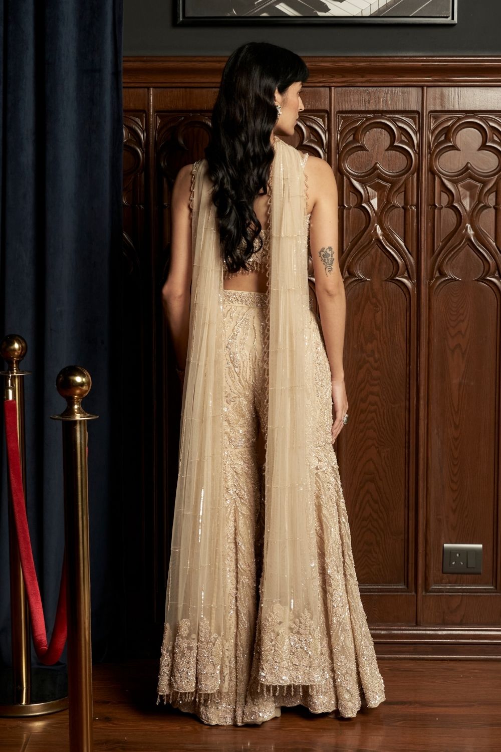 Beige Indo-western Set