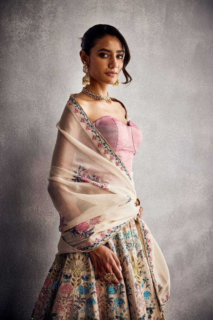 Ivory & Sparkling Pink Lehenga Set