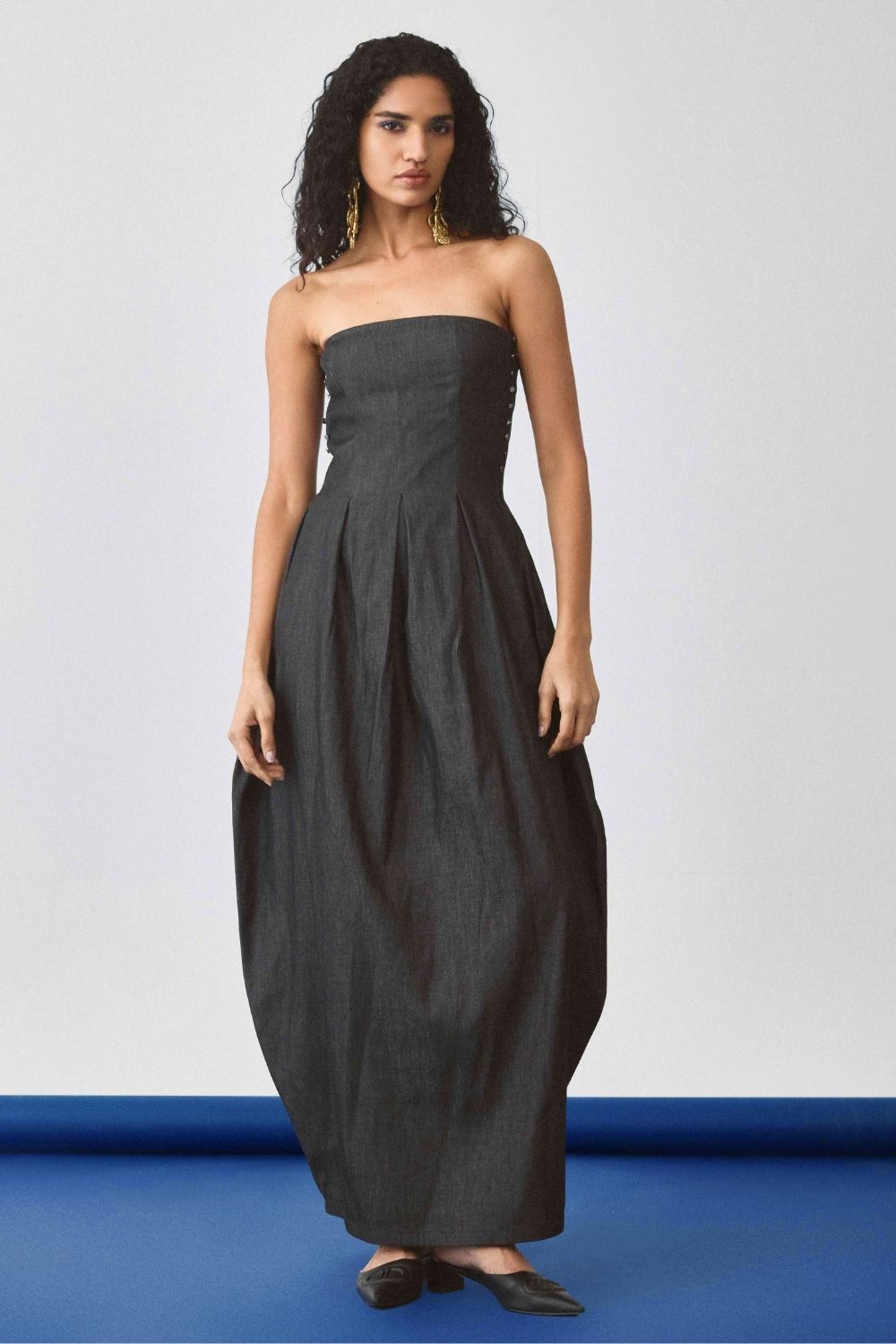 Echo Flared Balloon Denim Dress