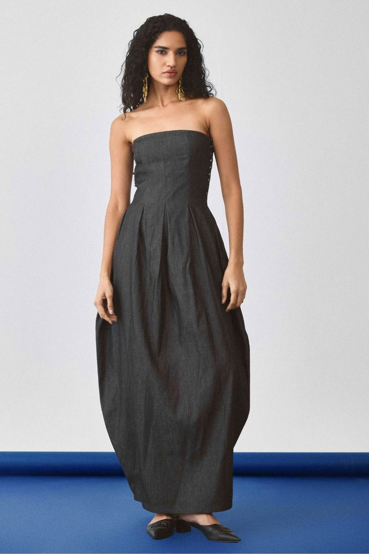 Echo Flared Balloon Denim Dress