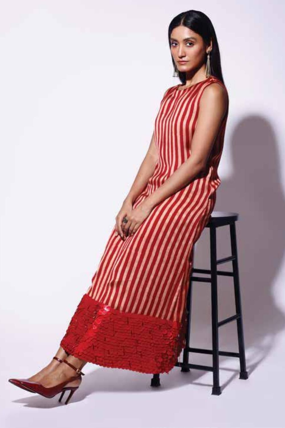 Red White Stripe Midi