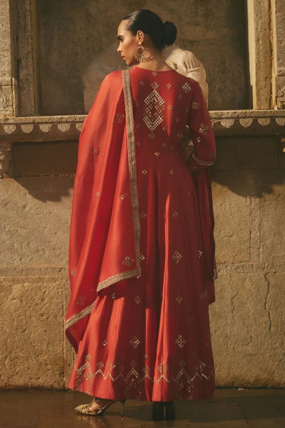 Red Copper Gota Anarkali