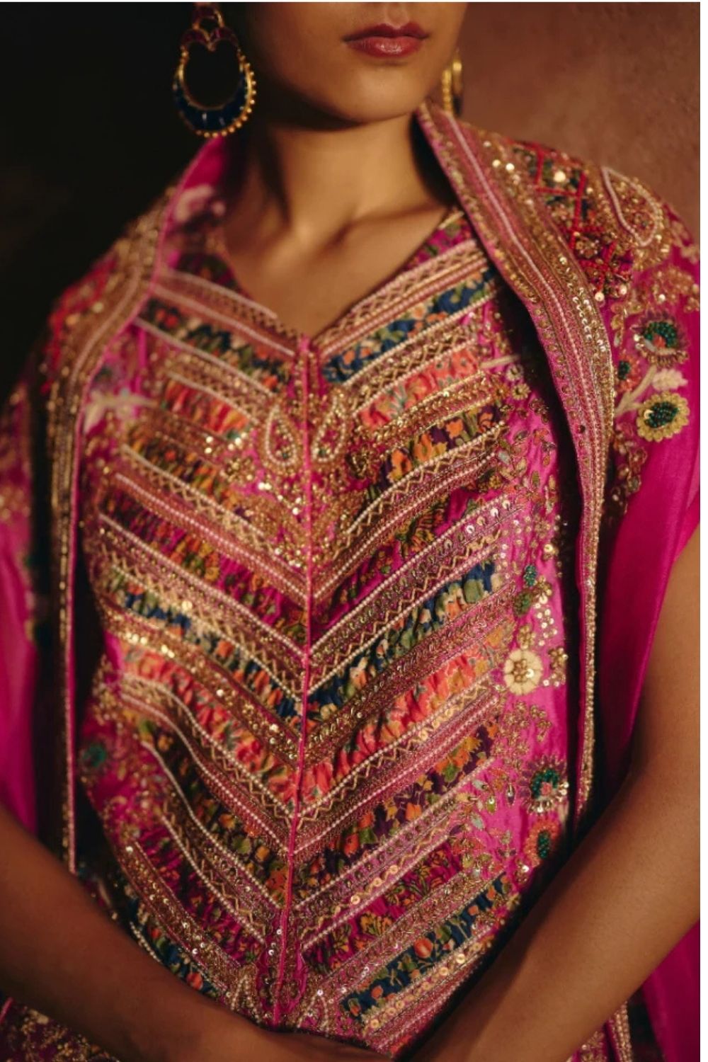 Gulrez Heavy Embroidered Jacket With Cape & Skirt