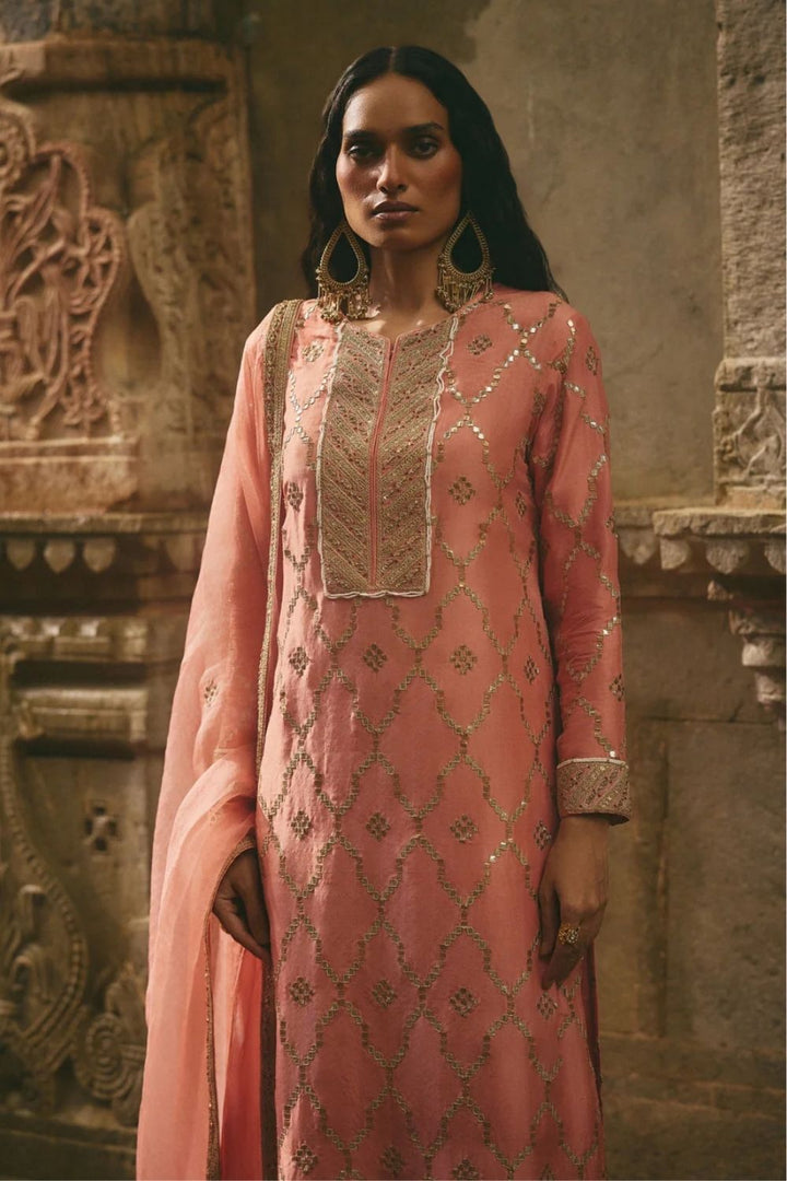 Rose Jaipur Gota Kurta Set