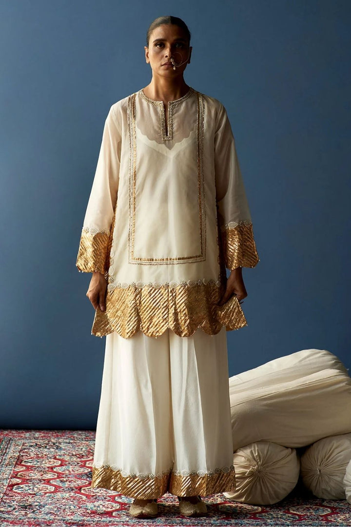 Indira Pearl Organza Kurta and Sharara