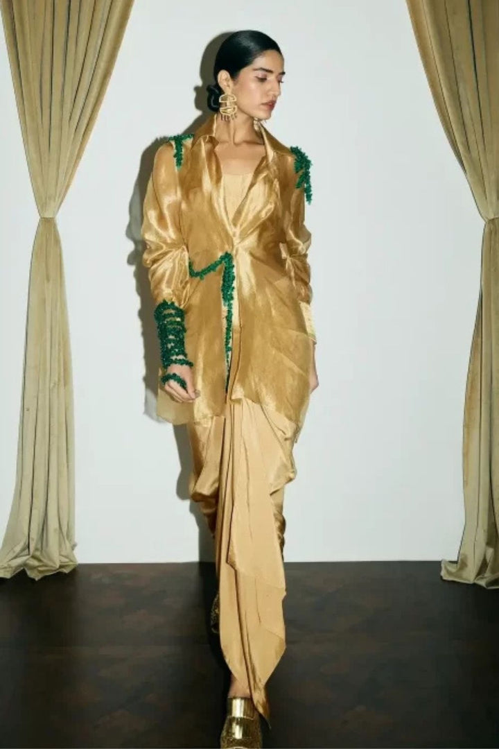 “Noori” Jacket with Bustier & Mocha Skirt