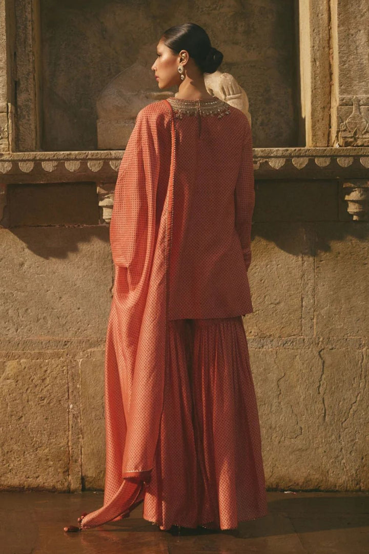 Chanderi Red Printed Sharara Set
