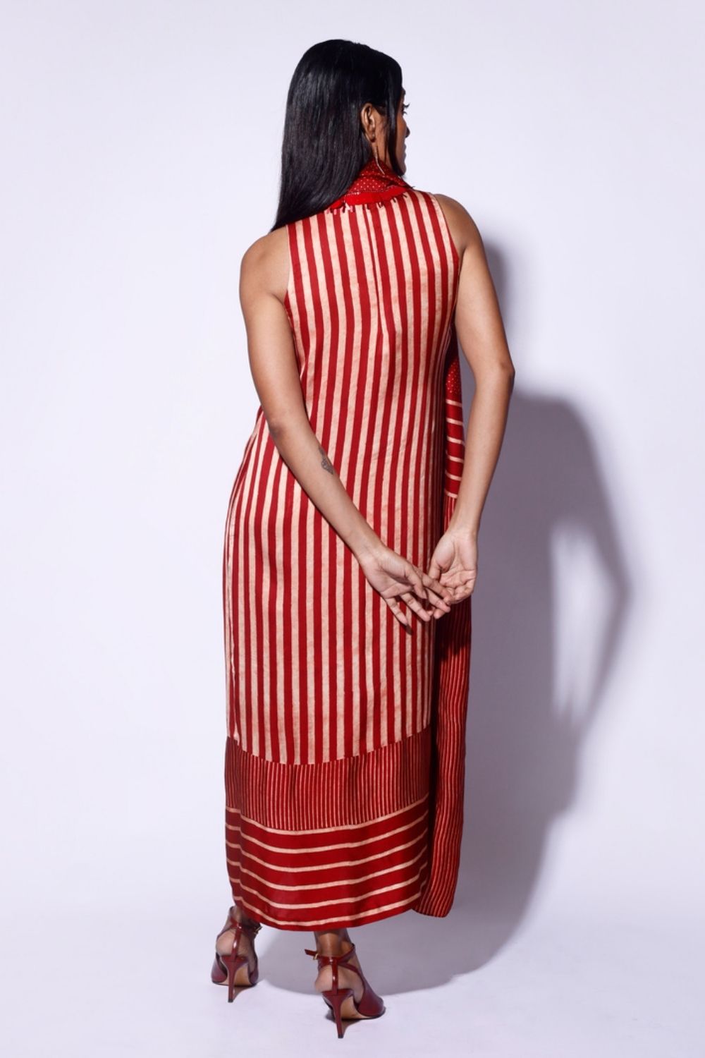 Red Stripe Polka Scarf Dress