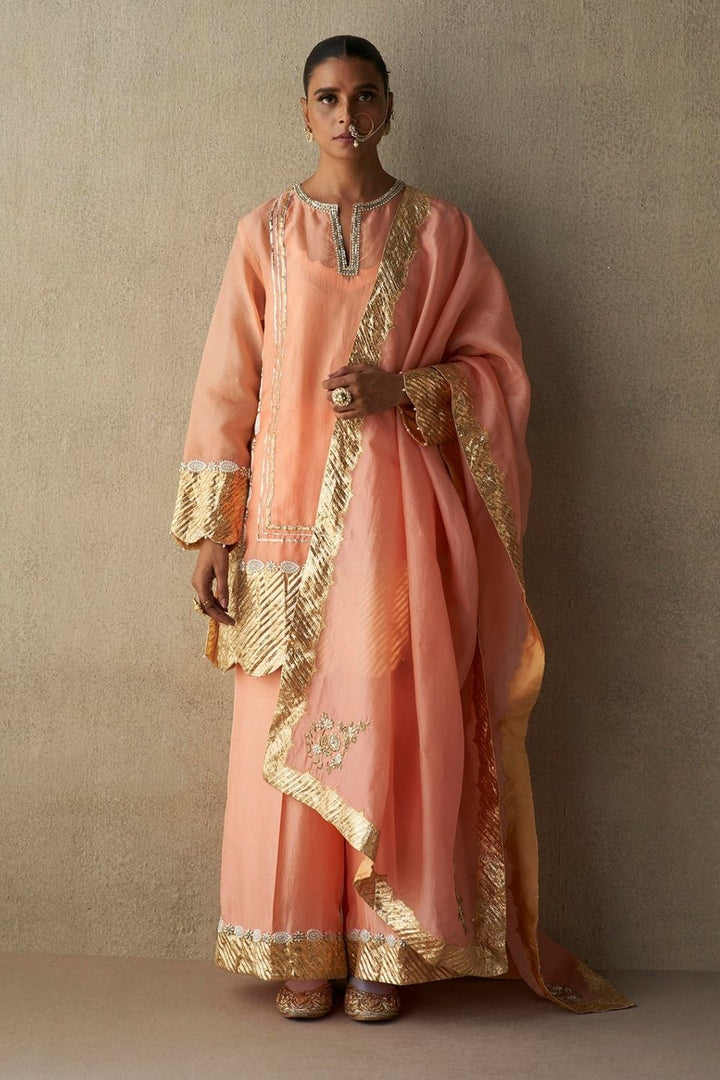 Indira Coral Organza Kurta & Sharara