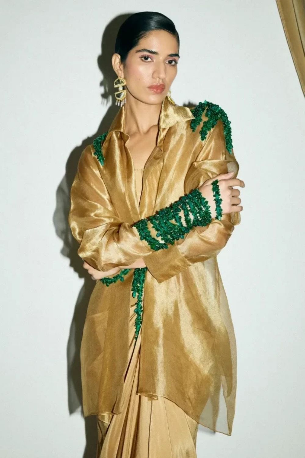 “Noori” Jacket with Bustier & Mocha Skirt