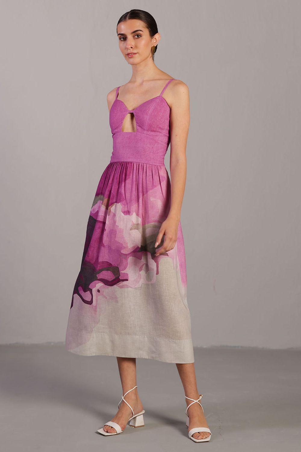 Diffuse beetroot & light grey dress