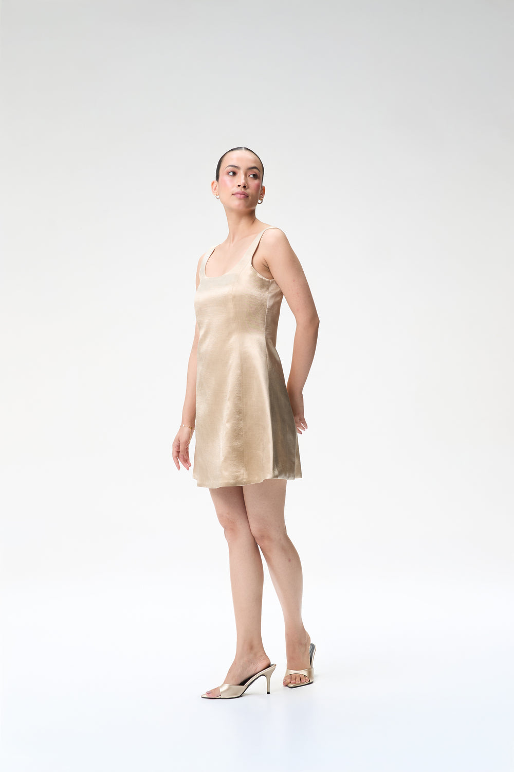 Champagne Bubble Sleeve Crop Jacket & Champagne Mini Dress