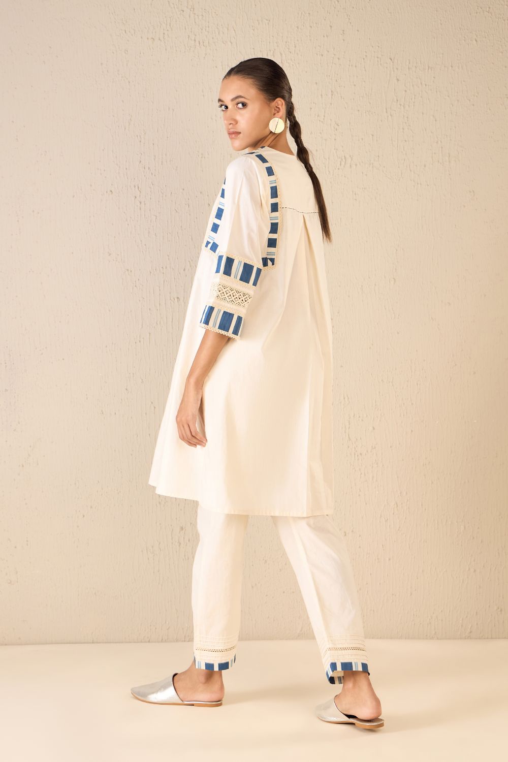 Meadow Stripes: Ivory Blue Stripe Cape Set