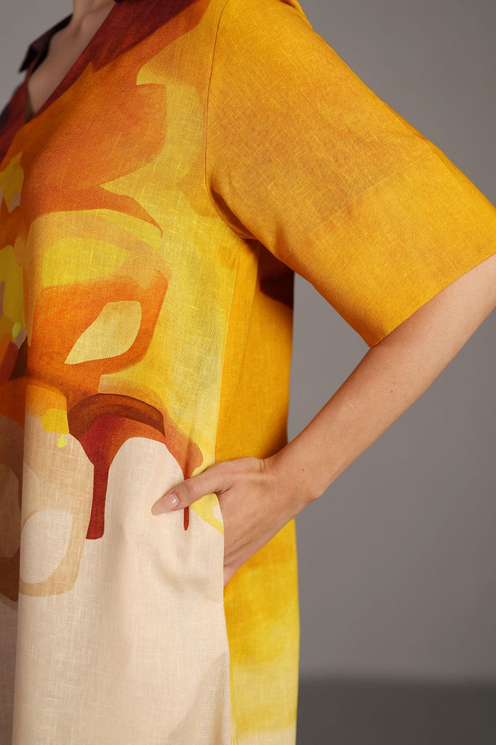 Diffuse brown & ochre kurta set