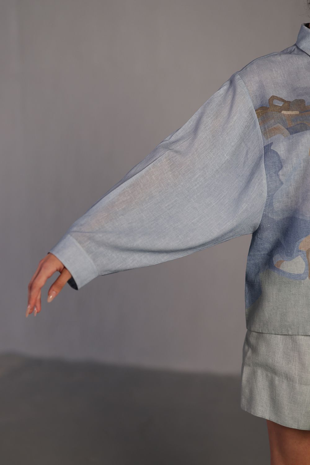 Diffuse pastel blue & green skirt set