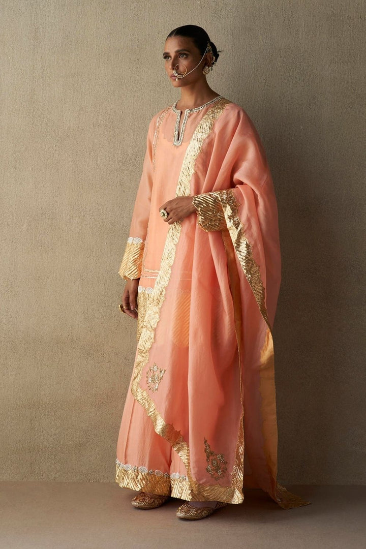 Indira Coral Organza Kurta & Sharara