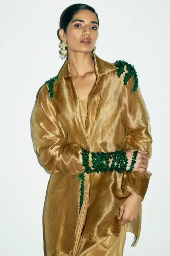 “Noori” Jacket with Bustier & Mocha Skirt