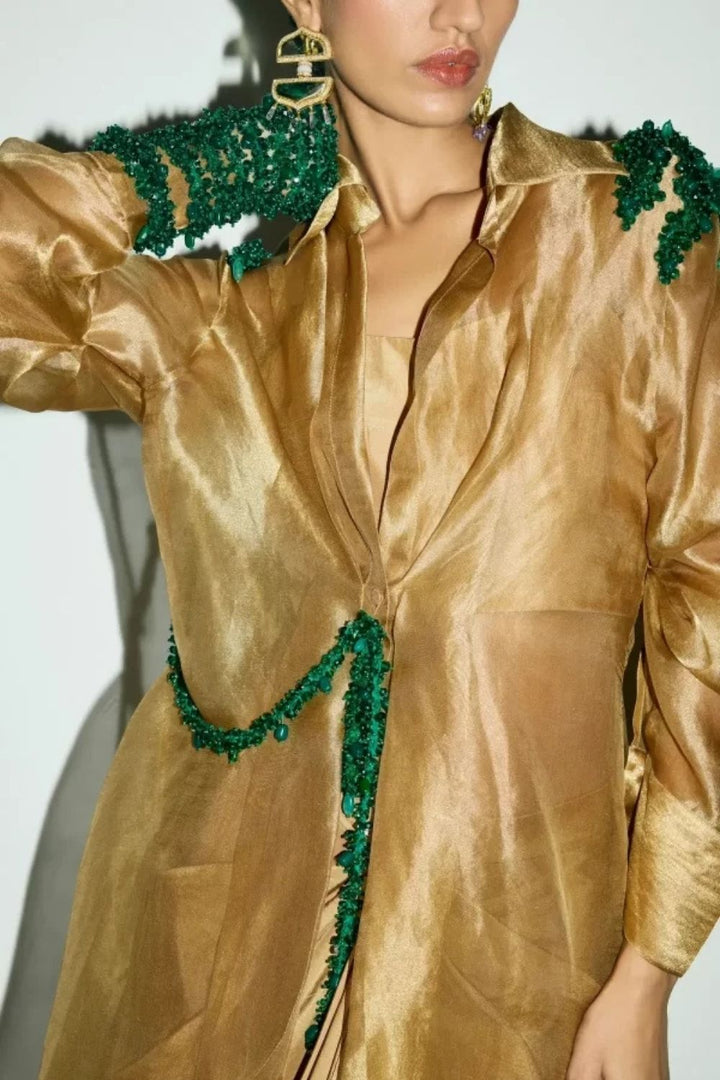 “Noori” Jacket with Bustier & Mocha Skirt