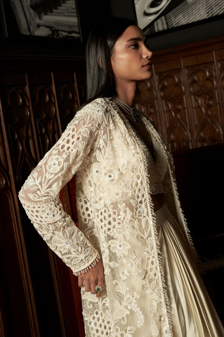 Ivory Jacket-Skirt Set
