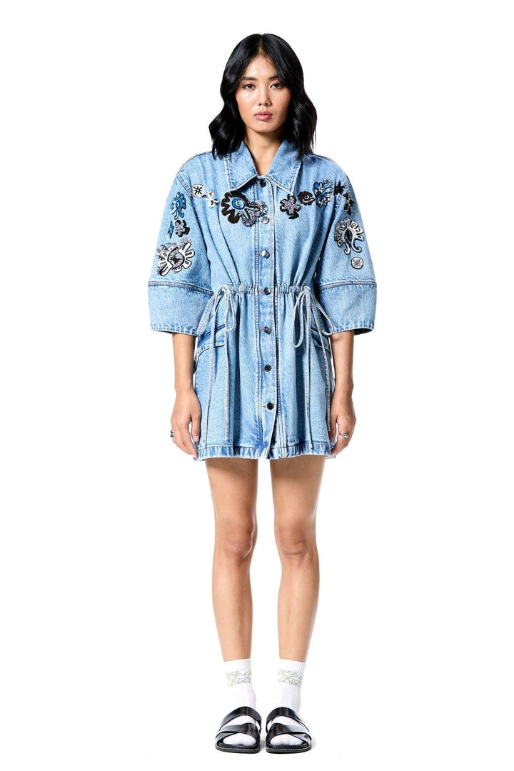 Star Root Denim Dress