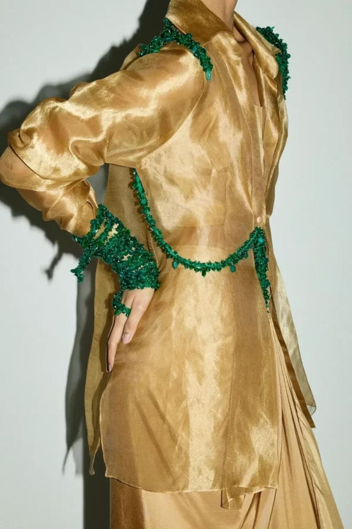 “Noori” Jacket with Bustier & Mocha Skirt