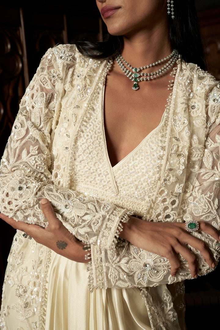 Ivory Jacket-Skirt Set