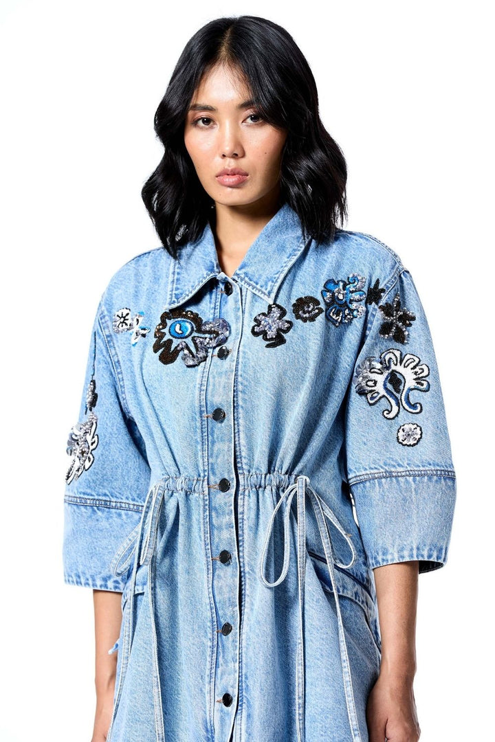 Star Root Denim Dress