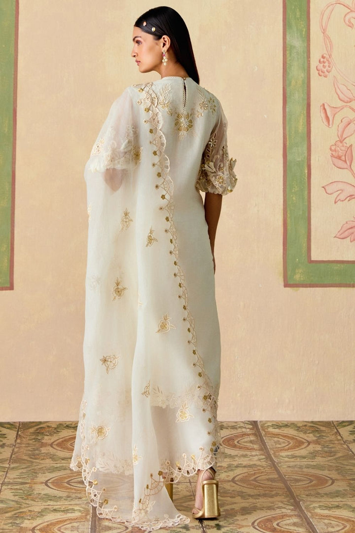 Ivory & Gold cutwork dupatta