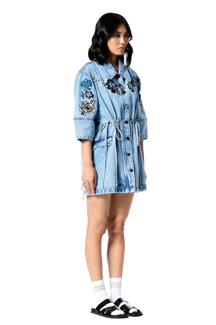 Star Root Denim Dress