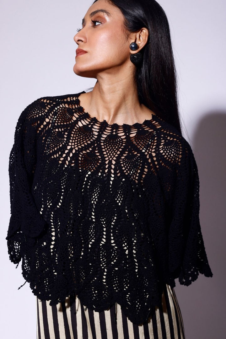 Black Pearl Crochet Cape