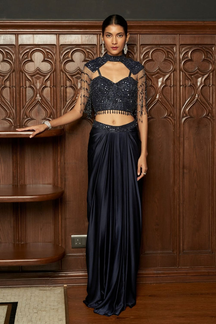 Navy Cape & Skirt Set