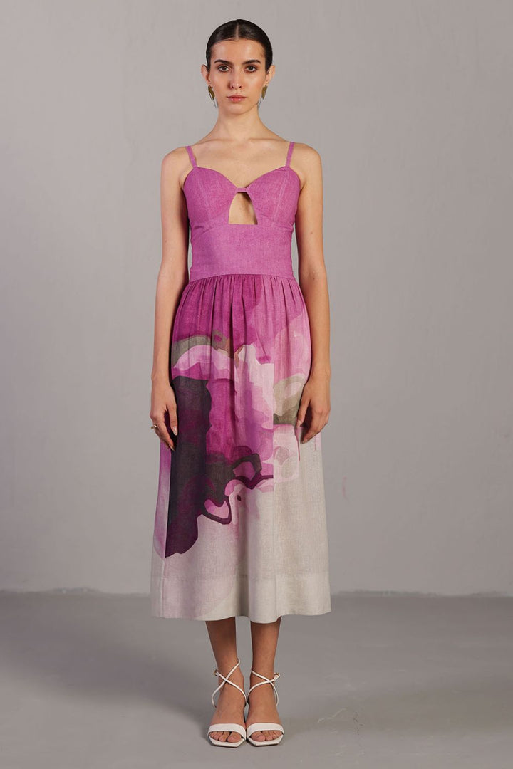 Diffuse beetroot & light grey dress