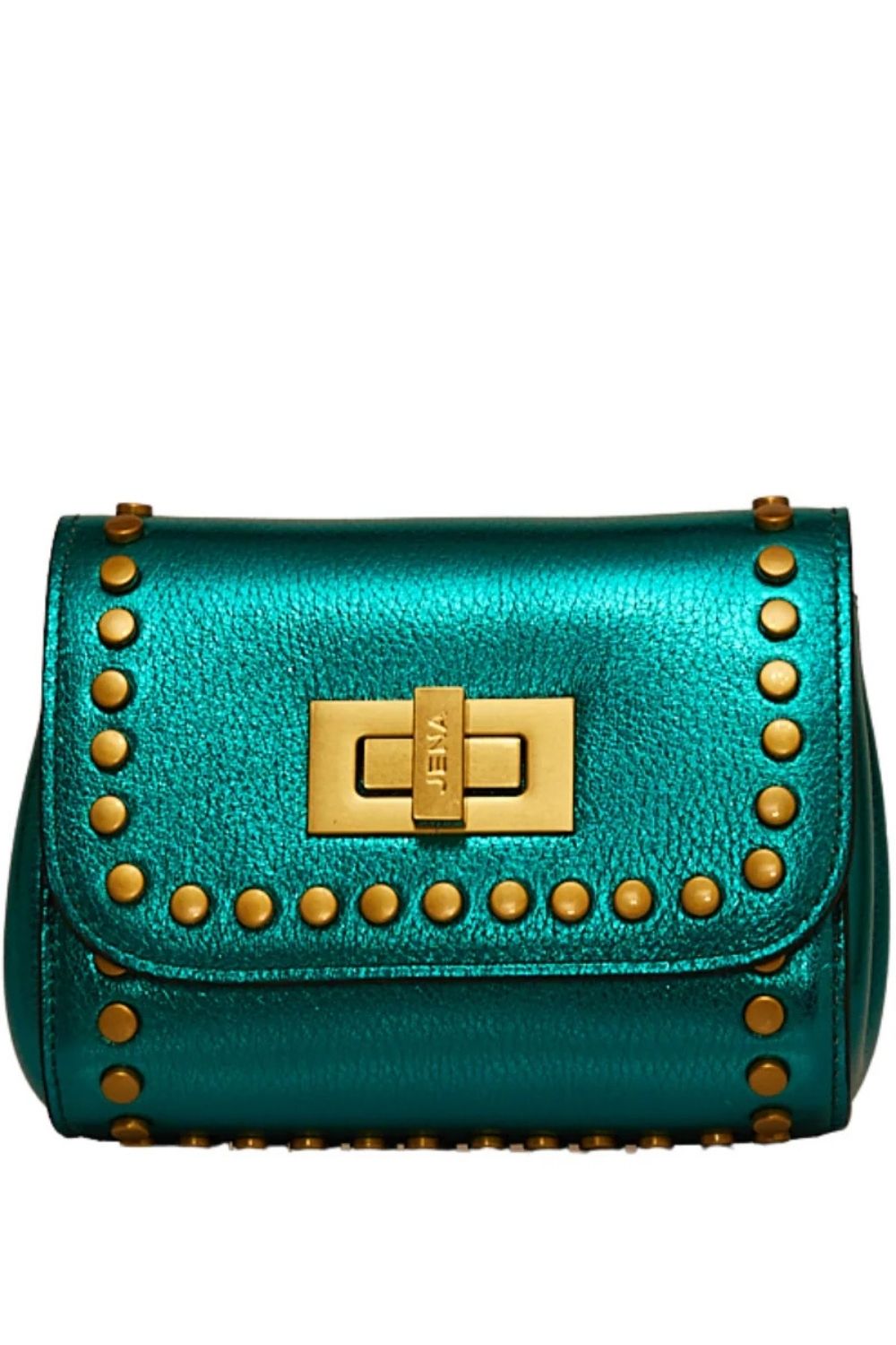 Metallic Green Mini Studded Crossbody Bag